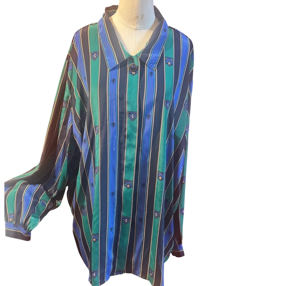 Koret Green and Blue Striped Blouse